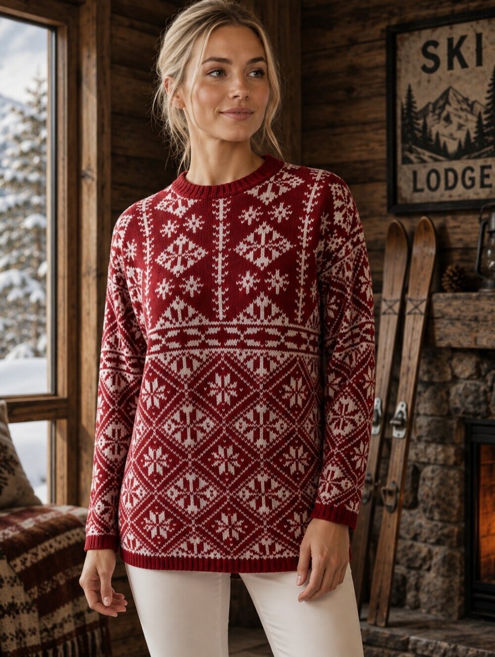 Vintage Squaw Valley Fair Isle Snowflake Wool Sweater, Size M